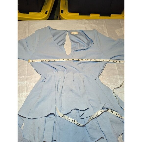 altar'd state Mini Allistair Romper Dress Size Small Light Blue Keyhole Back - Picture 11 of 16
